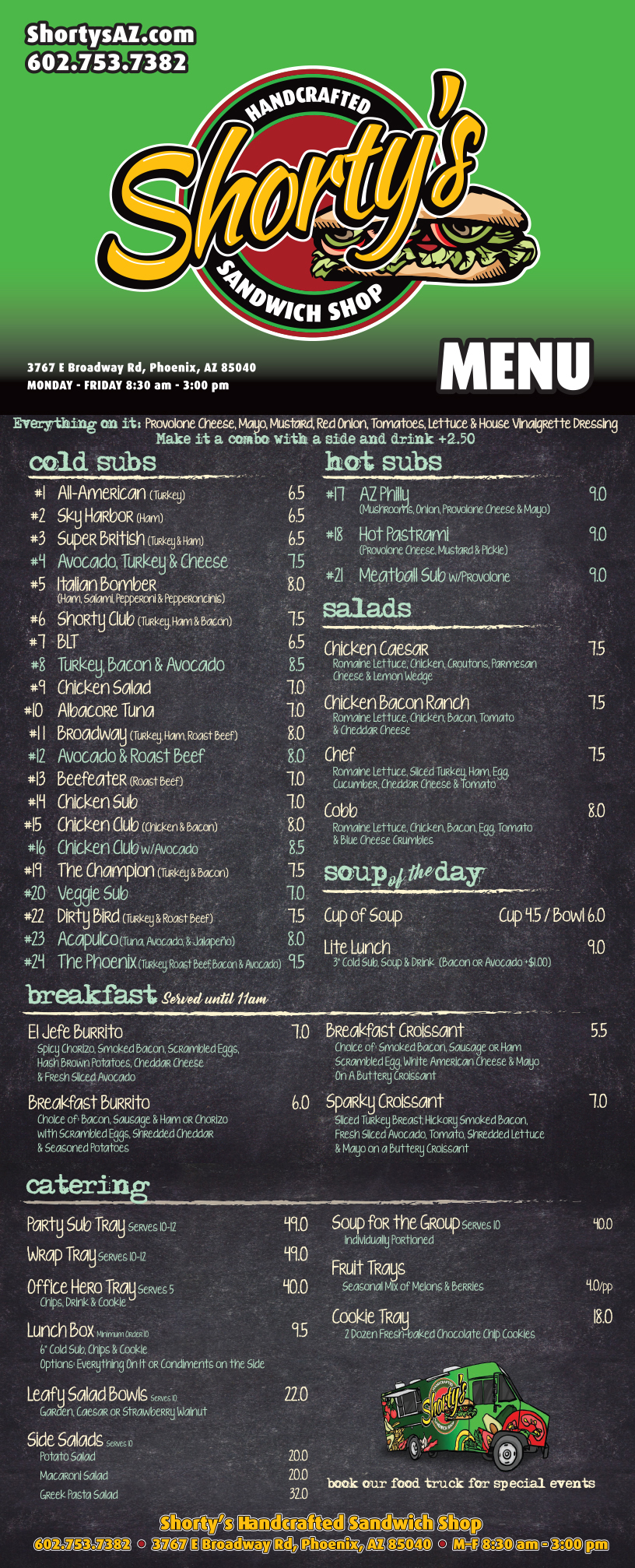 Catering specialty sub sandwiches, salads, burritos and croissants to